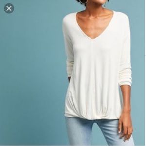 Anthropologie Bordeaux Ribbed Twist Front Top